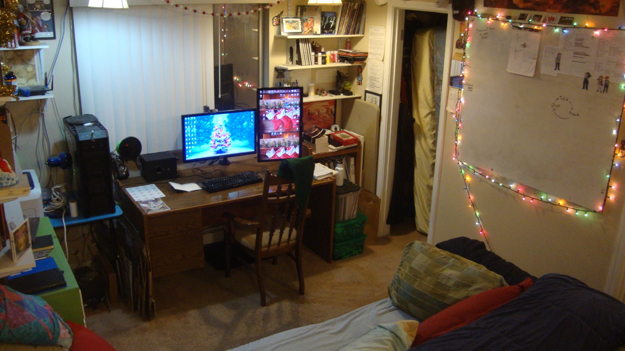 My office in 2020. I've started keeping one of my monitors in a vertical orientation.